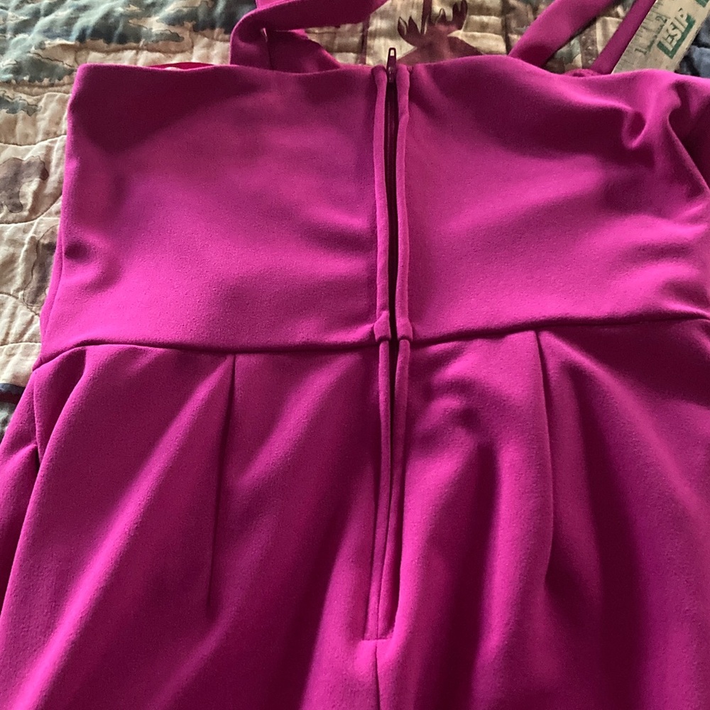 Crystal Sky jumpsuit hot pink womens med. wide leg sweetheart neckline strapped - Picture 5 of 12